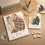 Puzzle di mattoncini da costruzione con titolo e testo personalizzati con foto ad acquerello Regalo di compleanno per la festa del papà e del nonno