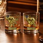 Personalized Fist Bump Bond 10 oz Rock Whiskey Glass with Nicname Name and Title Father's Day Birthday Gift for Dad
