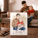 Puzzle di mattoncini da costruzione con titolo e testo personalizzati con foto ad acquerello Regalo di compleanno per la festa del papà e del nonno