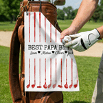 Personalized Best Dad By Par Watercolor Quick Dry Golf Clubs Towel with Names and Title Father's Day Birthday Gift for Dad Grandpa Golf Lover