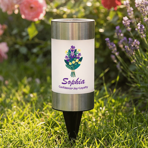 Personalized Birth Flower Bouquet Solar Garden Light with Name and Trait Garden Decoration Birthday Gift for Garden Lovers