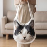 Personalized Photo Large Capacity Irregular Canvas Tote Bag Daily Use Birthday Gift for Family Pet Lover