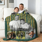 Personalized Photo Collage Best Dad Ever Multicolor Soft Throw Blanket with Text Home Decor Father's Day Birthday Gift for Dad Grandpa