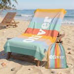 Telo mare personalizzato con nome e righe colorate, oversize e ad asciugatura rapida - Regalo per viaggi e vacanze per famiglia e amici