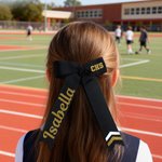 Personalized Multicolor Glitter Long Tail Hair Bow with Text Hair Accessories Game Day Gift for Cheerleaders