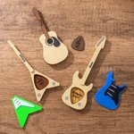 Personalized Multicolour Retro Guitar Shaped Guitar Pick Storage Case with Text Birthday Daily Gift for Guitar Players Music Lovers