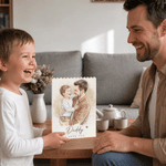 Puzzle di mattoncini da costruzione con titolo e testo personalizzati con foto ad acquerello Regalo di compleanno per la festa del papà e del nonno