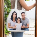 Personalized Photo Large Capacity Irregular Canvas Tote Bag Daily Use Birthday Gift for Family Pet Lover