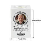 Personalized Forever Missed Always Loved Never Forgotten Wooden Candle Holder with Photo Name and Text Memorial Sympathy Gift for Family Friend