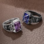 Personlig fødselsstein Graduation Symbol Sterling Silver Man Ring med tekst og årstall Graduation Ceremony Party Gift for Graduates