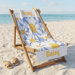 Personalized Floral Oversized Quick Dry Beach Towel with Name Summer Vacation Beach Party Birthday Gift for Her