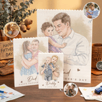 Puzzle di mattoncini da costruzione con titolo e testo personalizzati con foto ad acquerello Regalo di compleanno per la festa del papà e del nonno