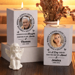 Personalized Forever Missed Always Loved Never Forgotten Wooden Candle Holder with Photo Name and Text Memorial Sympathy Gift for Family Friend