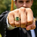 Personlig fødselsstein Graduation Symbol Sterling Silver Man Ring med tekst og årstall Graduation Ceremony Party Gift for Graduates