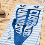 Personalized Multicolour Pennant Striped Soft Skin-Friendly Beach Towel with Name and University Name Beach Party Holiday Gift for Graduates Friends