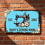Personalized Retro Floral Sewing Machine Tinplate Painting with Text Tailor Shop Decor Birthday Gift for Sewing Lovers