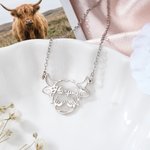 Personalised Highland Cow Necklace with Name Dainty Jewellery Birthday Anniversary Mother's Day Gift for Highland Cow Lovers Women
