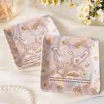 Personalized Mother of Pearl Effect Holding Hands Trinket Jewellery Dish with Name and Title Home Decor Birthday Gift for Friends