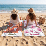 Personalized Floral Oversized Quick Dry Beach Towel with Name Summer Vacation Beach Party Birthday Gift for Her