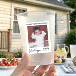 Personalized Vintage Photo Frosted Food-Grade Plastic Cup with Text and Title Set of 10 Birthday Party Gift for Friends Family