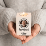 Personalized Forever Missed Always Loved Never Forgotten Wooden Candle Holder with Photo Name and Text Memorial Sympathy Gift for Family Friend