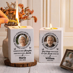 Personalized Forever Missed Always Loved Never Forgotten Wooden Candle Holder with Photo Name and Text Memorial Sympathy Gift for Family Friend