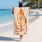 Personalized Multicolour Pennant Striped Soft Skin-Friendly Beach Towel with Name and University Name Beach Party Holiday Gift for Graduates Friends