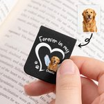 Personalised Heart Paw Angel Cartoon Pet Photo Magnetic PU Leather Bookmark Clip with Name Reading Accessories Birthday Gift for Pet Lovers