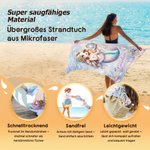 Personalisiertes schnelltrocknendes Strandtuch mit Meerjungfrauen-Prinzessinnenmotiv | mit Namen | Geschenk für Mädchen Familie und Freunde