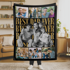 Personalisierte Foto-Collage Best Dad Ever Multicolor Soft Throw Decke mit Text Home Decor Vatertag Geburtstag Geschenk für Papa Opa
