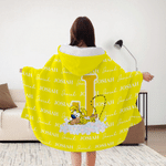 Personalized Cute Marsupilami Initial Word Cloud Soft Hooded Blanket with Name Birthday Anniversary Gift for Kids Family | Callie × Marsupilami®