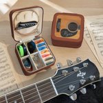 Personalized Classical Guitar Pattern PU Leather Guitar Pick Storage Box with Zipper and Name Music Accessories Birthday Gift for Guitar Player