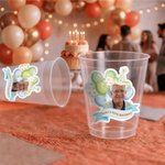 Personalised Funny Photo Balloon Birthday Hat Crown Sticker Label with Text Birthday Party Decoration Favor for Kids