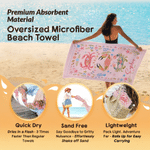 Personalized Sea ​​Animals Oversized Quick Dry Beach Towel with Name and Drawstring Bag Outdoor Activities Birthday Gift for Ocean Lovers