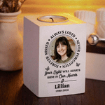 Personalized Forever Missed Always Loved Never Forgotten Wooden Candle Holder with Photo Name and Text Memorial Sympathy Gift for Family Friend