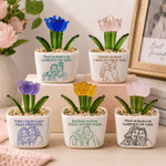 Personalised Line Art Style Photo Multicolour Glass Potted Flower with Text Desk Office Shelf Decor Birthday Gift for Besties Women
