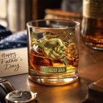 Personalized Fist Bump Bond 10 oz Rock Whiskey Glass with Nicname Name and Title Father's Day Birthday Gift for Dad