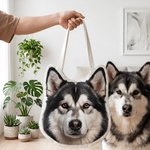Personalized Photo Large Capacity Irregular Canvas Tote Bag Daily Use Birthday Gift for Family Pet Lover