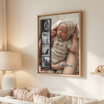 Personalised New Baby Photo Canvas Prints with Name Warm Minimalist Wall Displays Ship from USA Father's Day Gift for New Dad Mom