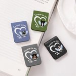 Personalised Heart Paw Angel Cartoon Pet Photo Magnetic PU Leather Bookmark Clip with Name Reading Accessories Birthday Gift for Pet Lovers