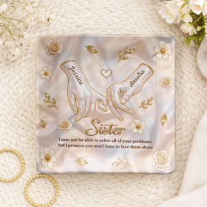 Personalised Mother of Pearl Effect Holding Hands Trinket Jewellery Dish with Name and Title Home Decor Birthday Gift for Friends