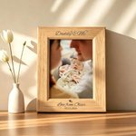 Personalized Date of Birth Engraved Wooden Photo Frame with Name Home Decor First Father's Day Gift for New Dad Daddy