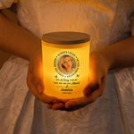 Personalised Butterfly Photo Text Name Year Candle Jar with LED Candle and Wood Lid Memorial Sympathy Gift for Family Friends