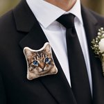 Personalized Photo Plush Pin Badge Birthday Anniversary Wedding Gift for Pet Lover Bride Groom