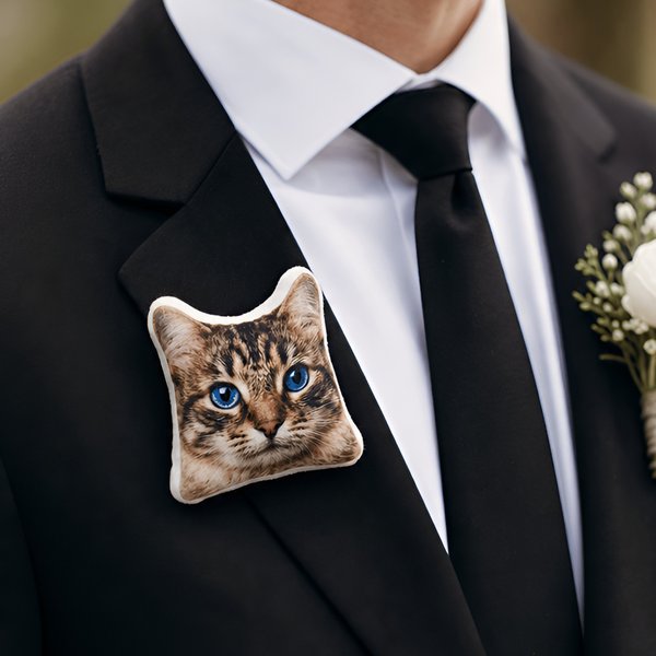 Personalized Photo Plush Pin Badge Birthday Anniversary Wedding Gift for Pet Lover Bride Groom