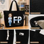 Personlig medisinsk personale Cartoon Character Corduroy Large Tote Bag Daglig bruk Bursdag Sykepleieres dag Gave til sykepleier lege