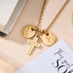 Personalised Volleyball Cross Initial Stainless Steel Necklace with Daily Use Birthday Gift for Volleyball Players Christian