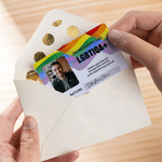 Spersonalizowana tęczowa gejowska karta członkowska z imieniem i nazwiskiem oraz torbą prezentową Tęczowy prezent dla społeczności LGBT