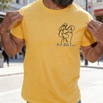 Personalised Simple Line Drawing Style Photo Comfortable T-shirt Sweatshirt with Text Daily Wear Father's Day Birthday Gift for Father Family Grandad