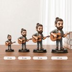 Figurine d'un personnage 3D personnalisée avec texte et photo guitariste - Décoration de bureau - Cadeau d'anniversaire pour amoureux de musique